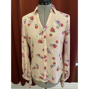 Express Portofino Blouse Sz-S Pink Floral Beautiful Anytime Blouse